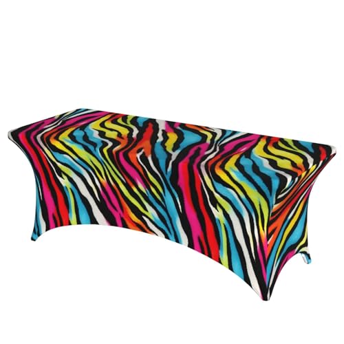 Bunte Regenbogen-Zebra-Druck, professionell, stilvoll, rechteckige Tischdecke, saubere Tischdecke, einfache Installation Bunte Regenbogen-Zebra-Druck, professionell, stilvoll, rechteckige Tischdecke, saubere Tischdecke, einfache Installation von Tamiger