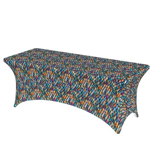 Farbiger Fischschuppen-Druck, professionell, stilvoll, rechteckige Tischdecke, saubere Tischdecke, einfache Installation Farbiger Fischschuppen-Druck, professionell, stilvoll, rechteckige Tischdecke, saubere Tischdecke, einfache Installation von Tamiger