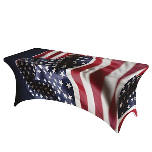 Feuerwehrmann Amerikanische Flagge, professionell, stilvoll, rechteckig, Tischdecke, einfache Installation von Tamiger