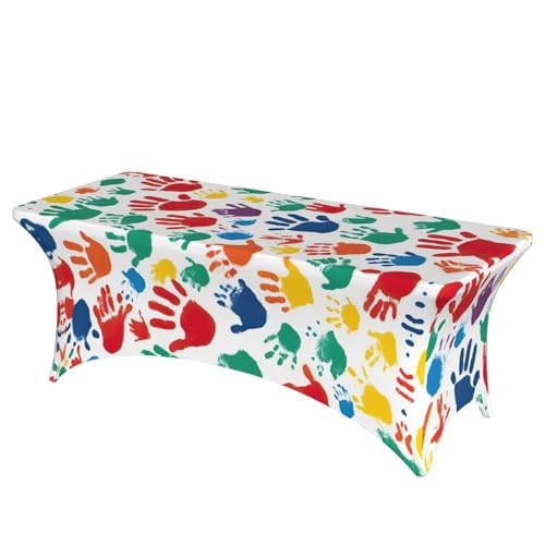 Handabdruck-Druck, professionelle, stilvolle rechteckige Tischdecke, saubere Tischdecke, einfache Installation Handabdruck-Druck, professionelle, stilvolle rechteckige Tischdecke, saubere Tischdecke, einfache Installation von Tamiger
