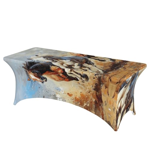 Pferde laufender Kunstdruck, professionell, stilvoll, rechteckige Tischdecke, saubere Tischdecke, einfache Installation Pferde laufender Kunstdruck, professionell, stilvoll, rechteckige Tischdecke, saubere Tischdecke, einfache Installation von Tamiger