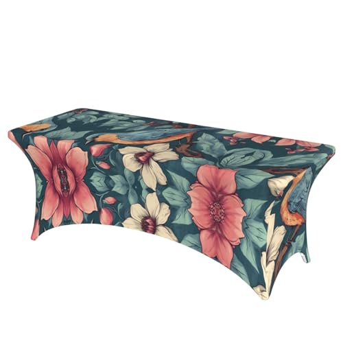 Professionelle, stilvolle, rechteckige Tischdecke mit Blumen- und Vogeldruck, einfache Installation Professionelle, stilvolle, rechteckige Tischdecke mit Blumen- und Vogeldruck, einfache Installation von Tamiger