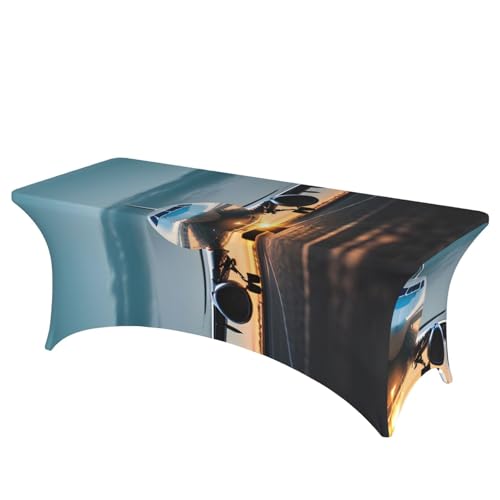 Professionelle, stilvolle rechteckige Tischdecke, Motiv: Flugzeug im Abendlicht, einfache Installation Professionelle, stilvolle rechteckige Tischdecke, Motiv: Flugzeug im Abendlicht, einfache Installation von Tamiger