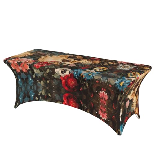 Professionelle, stilvolle rechteckige Tischdecke mit floralem Totenkopf-Druck, saubere Tischdecke, einfache Installation Professionelle, stilvolle rechteckige Tischdecke mit floralem Totenkopf-Druck, saubere Tischdecke, einfache Installation von Tamiger