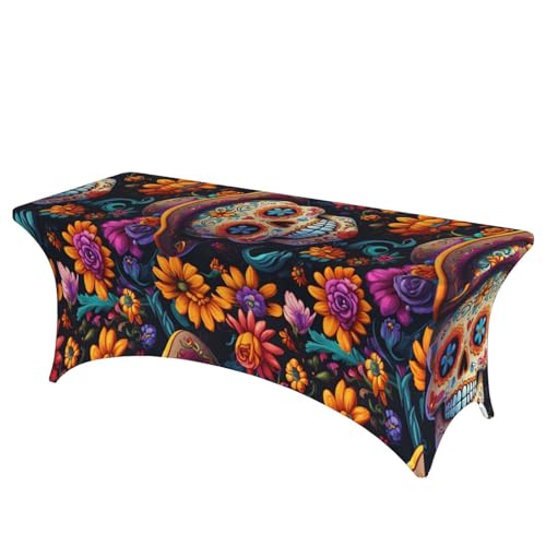 Professionelle, stilvolle rechteckige Tischdecke mit floralem Totenkopf-Druck, saubere Tischdecke, einfache Installation Professionelle, stilvolle rechteckige Tischdecke mit floralem Totenkopf-Druck, saubere Tischdecke, einfache Installation von Tamiger
