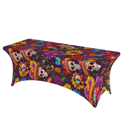 Professionelle, stilvolle rechteckige Tischdecke mit floralem Totenkopf-Druck, saubere Tischdecke, einfache Installation Professionelle, stilvolle rechteckige Tischdecke mit floralem Totenkopf-Druck, saubere Tischdecke, einfache Installation von Tamiger