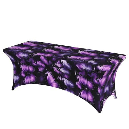 Rechteckige Tischdecke, Motiv: Schmetterling, professionell, stilvoll, rechteckig, einfache Installation, Violett / Schwarz von Tamiger