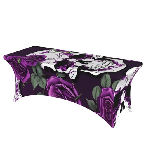 Rechteckige Tischdecke mit violettem Rosen-Skelett-Druck, professionell, stilvoll, einfache Installation Rechteckige Tischdecke mit violettem Rosen-Skelett-Druck, professionell, stilvoll, einfache Installation von Tamiger