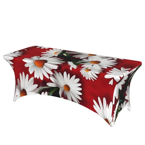 Rote Blumen und weiße Gänseblümchen, professionell, stilvoll, rechteckige Tischdecke, saubere Tischdecke, einfache Installation Rote Blumen und weiße Gänseblümchen, professionell, stilvoll, rechteckige Tischdecke, saubere Tischdecke, einfache Installation von Tamiger