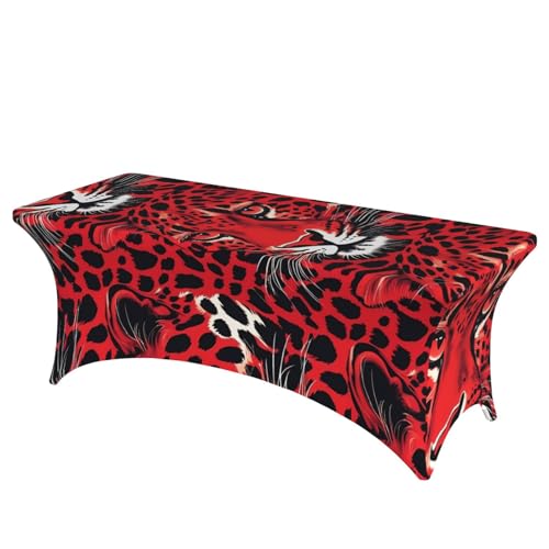 Roter Leopardenmuster-Druck, professionell, stilvoll, rechteckige Tischdecke, saubere Tischdecke, einfache Installation Roter Leopardenmuster-Druck, professionell, stilvoll, rechteckige Tischdecke, saubere Tischdecke, einfache Installation von Tamiger