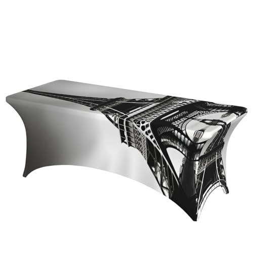 Schwarze Tischdecke mit Paris-Eiffelturm-Druck, professionell, stilvoll, rechteckig, einfache Anbringung Schwarze Tischdecke mit Paris-Eiffelturm-Druck, professionell, stilvoll, rechteckig, einfache Anbringung von Tamiger