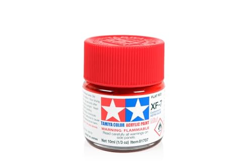 Tamiya 81707 - Mini-Acrylfarbe, matt-rot, 10 ml, XF-7 von TAMIYA