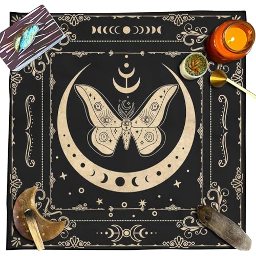 Altar Tarot Kartentuch Tischdecke, Samt Tischdecke 50x50cm Tuch | Tarot-Zubehör, Mondphasen-Schmetterlings-Sonnendruck, Weissagungskarten, Tischdecke, Wandteppich Altar Tarot Kartentuch Tischdecke, Samt Tischdecke 50x50cm Tuch | Tarot-Zubehör, Mondphasen-Schmetterlings-Sonnendruck, Weissagungskarten, Tischdecke, Wandteppich von Tamoiup
