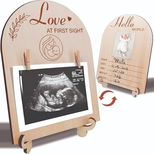 Tamoiup Niedliches Doppelseitiges Baby-Ankündigungsschild Aus, Ultraschall-Bilderrahmen Für Baby-Sonogramm-Bilder, Schönes Schild Für Die Ankündigung Ihrer Schwangerschaft Oder Der Geburt Ihres Babys von Tamoiup