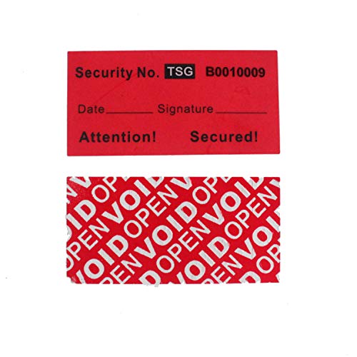 TamperSeals Group - 100 Stück 25 x 50 mm Rot Total-Transfer Typ Manipulationssichere Sicherheits Garantie Void Etiketten/Aufkleber/Sicherheitssiegel mit Seriennummern von TamperSeals Group