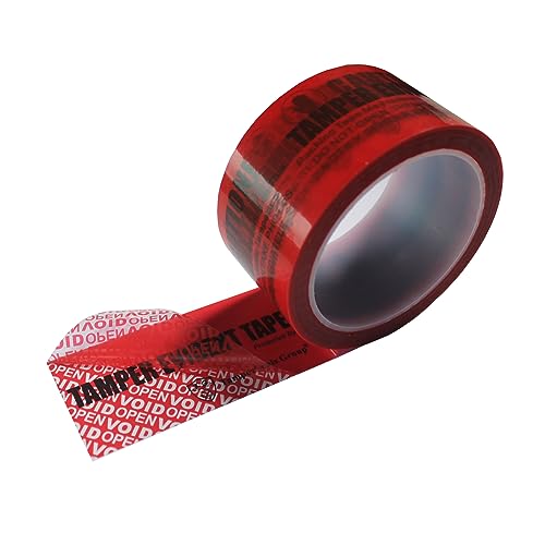 TamperSeals Group - 1 Rollen x 2 Inches x 55 Yards 100% Total-transfer Typ Sicherheitsklebeband Tamper Evident Security Void Tape, Manipulationssicher Siegel-Klebeband (Rot) von TamperSeals Group