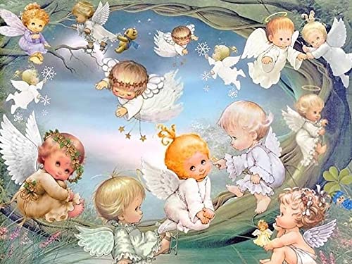 Tamseen 5D Diamond Painting Kleiner Engel, DIY Stickerei Diamant Malerei Engel Baby Kreuzstich Diamantmalerei Komplettset Wohnzimmer Schlafzimmer Handwerk für Home Wanddekoration 30 x 40 cm von Tamseen