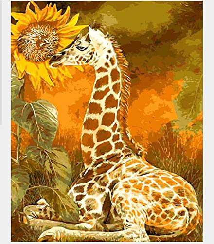 Tamseen DIY Diamond Painting Giraffe Tiere, 5D Diamant Painting Bilder Erwachsene Sonnenblume Pflanze, Diamant Painting Bilder Kinder Kunst Strass Stickerei Sets, für Home Wanddekoration 30X40 cm von Tamseen