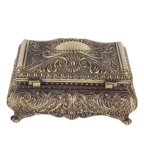 Tanant Metall-Schmuckkästchen, Rechteckige Vintage-Schmuckschatulle aus Metall, Antike Schmuck-Organizer-Box für Mädchen, Damen und Frauen(Bronze) von Tanant