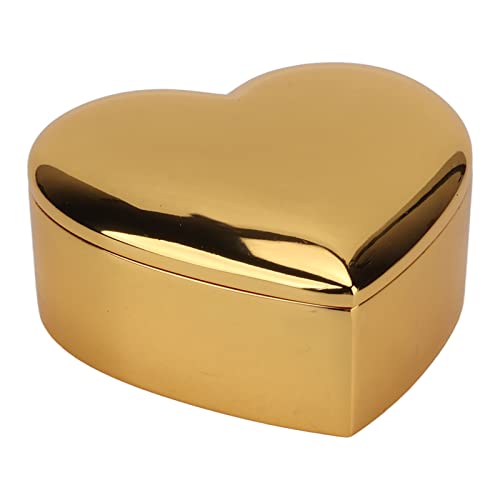 Tanant Schmuckschatulle, Kleine Herzförmige Schmuck-Organizer-Box aus Goldfarbenem Zinklegierungsmetall, Poliert, für Mädchen und Frauen von Tanant