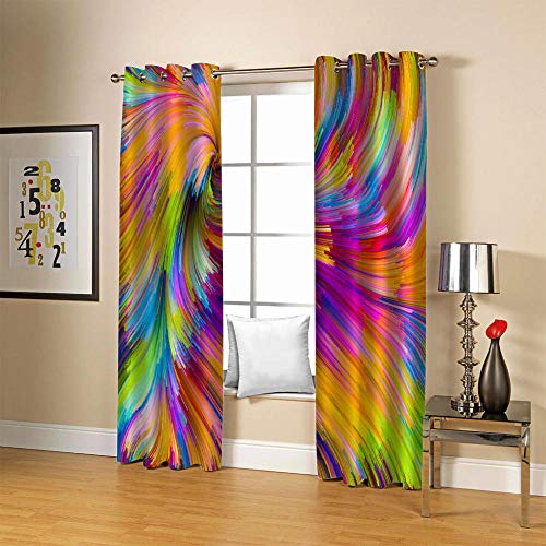 Tanboank Vorhang Blickdicht Bunte Kurve Gardinen Schlafzimmer Vorhänge Kinderzimmer Thermo Verdunkelungsvorhang Ösenvorhang 2 Stücke 175x140cm von Tanboank