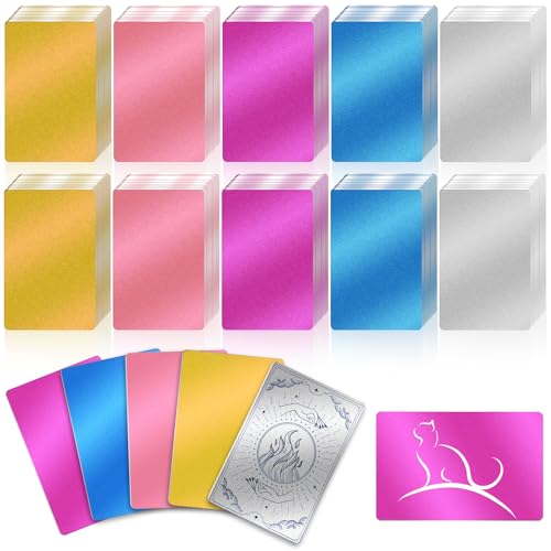 Tandefio Visitenkarten-Rohlinge aus Metall, Großpackung, Aluminiumblech, Visitenkarten, 8,6 x 5,4 cm, zum Personalisieren von Büronamen, Lasergravur, CNC-Abschluss, Geschenk (helle Farbe), 1000 Stück von Tandefio