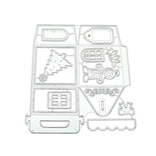 TankMR Weihnachten Haus Box Metall Stanzformen, Prägeschablone Vorlage Für DIY Scrapbook Album Papier Karte Kunst Handwerk Dekoration Silber von Mcties
