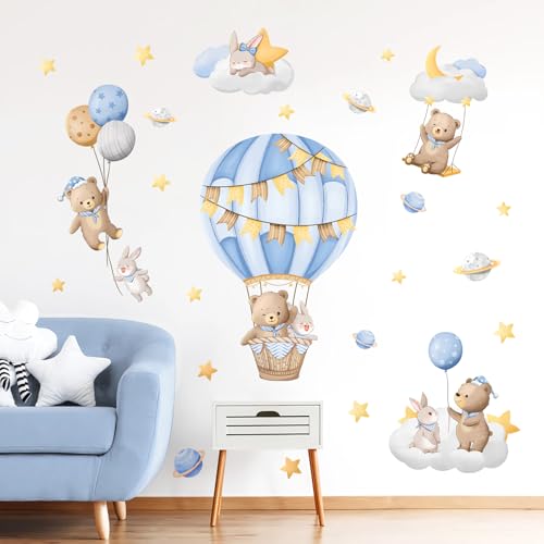 Tanlaby Blauer Heißluftballon Wandaufkleber Bär Wolken Sterne Wandsticker Cartoon Tiere zum Abziehen und Aufkleben Wanddeko für Kinderzimmer Babyzimmer Schlafzimmer Tanlaby Blauer Heißluftballon Wandaufkleber Bär Wolken Sterne Wandsticker Cartoon Tiere zum Abziehen und Aufkleben Wanddeko für Kinderzimmer Babyzimmer Schlafzimmer von Tanlaby
