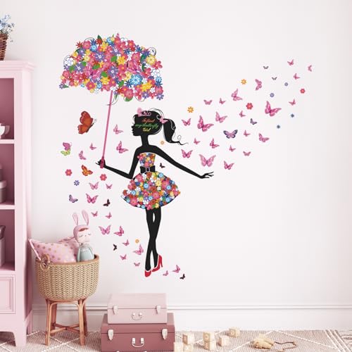 Tanlaby Blumen Fee Wandtattoo Schmetterling Mädchen Wandsticker Mädchen mit Regenschirm Wandaufkleberr für Mädchen Babyzimmer Wohnzimmer Schlafzimmer Kinderzimmer Hause Wanddekoration Tanlaby Blumen Fee Wandtattoo Schmetterling Mädchen Wandsticker Mädchen mit Regenschirm Wandaufkleberr für Mädchen Babyzimmer Wohnzimmer Schlafzimmer Kinderzimmer Hause Wanddekoration von Tanlaby