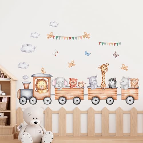 Tanlaby Dschungeltiere auf dem Zug Wandsticker Fox Lion Elephant Giraffe Wandtattoo Cartoon Selbstklebend Wandaufkleber Abnehmbare Wand Kunst Aufkleber für Kinderzimmer Spielzimmer Wanddekoration Tanlaby Dschungeltiere auf dem Zug Wandsticker Fox Lion Elephant Giraffe Wandtattoo Cartoon Selbstklebend Wandaufkleber Abnehmbare Wand Kunst Aufkleber für Kinderzimmer Spielzimmer Wanddekoration von Tanlaby