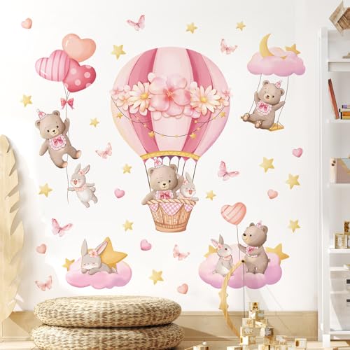 Tanlaby Rosa Heißluftballon Wandaufkleber Bär Kaninchen Sterne Herzen Wandsticker Cartoon Tiere Abziehen und Aufkleben Wanddeko für Kinderzimmer Babyzimmer Schlafzimmer Tanlaby Rosa Heißluftballon Wandaufkleber Bär Kaninchen Sterne Herzen Wandsticker Cartoon Tiere Abziehen und Aufkleben Wanddeko für Kinderzimmer Babyzimmer Schlafzimmer von Tanlaby