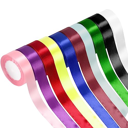 Tanstic 10 Rolls 10 Colors Satin Ribbon Kit, 1 Inch x 25 Yards Fabric Ribbons, Gift Wrapping Ribbon, Double Face Solid Color Fabric Satin Ribbon for Gift Wrapping, Party Decoration, Bow Making von Tanstic