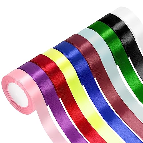 Tanstic 10 Rolls 10 Colors Satin Ribbon Kit, 4/5 Inch x 25 Yards Fabric Ribbons, Gift Wrapping Ribbon, Double Face Solid Color Fabric Satin Ribbon for Gift Wrapping, Party Decoration, Bow Making von Tanstic