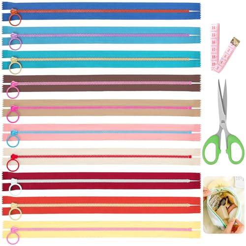 Tanstic 10Pcs 30cm/11.8inch Harz Reißverschlüsse mit Ring, nicht trennend, Nylon, für Nähen, Handwerk, DIY (10 Farben) von Tanstic