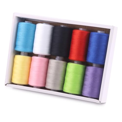 Tanstic 10Pcs Sewing Thread, 10 Colors Polyester Thread, 1093 Yards(1000M) Per Spool, Colorful Sewing Threads for Sewing Machine, Hand Sewing von Tanstic