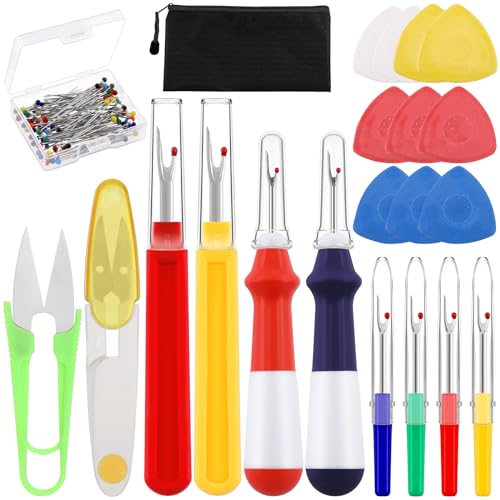 Tanstic 121Pcs Sewing Seam Ripper Set, Big & Small Seam Rippers with Tailors Chalks, Sewing Pins, Scissors, Storage Bag, Thread Remover Tool for Crafting Thread Removing Embroidery Seams von Tanstic