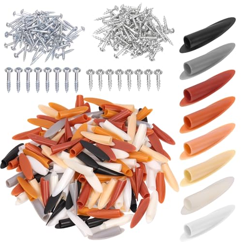 Tanstic 160pcs Plastik Taschenlochstecker mit 200pcs Taschenlochschrauben, Mehrfarbige Plastik Schräglochöffner Schrägloch Kappen für Taschenloch Jig Holz Werkzeug Zubehör von Tanstic