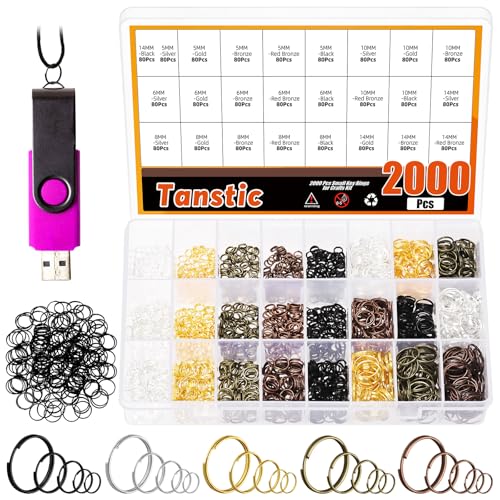 Tanstic 2000 Stück Doppel Jump Ringe Split Jump Ring Double Closed Jump Ring Double Loop Jump Ring für DIY Halskette Armband Schlüsselanhänger Handwerk von Tanstic