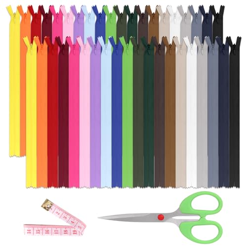 Tanstic 20Pcs 20 Colors Nylon Invisible Zippers Hidden Zipper Nylon Coil Zippers for Sewing Clothes Crafts (10 colors, 30CM) von Tanstic