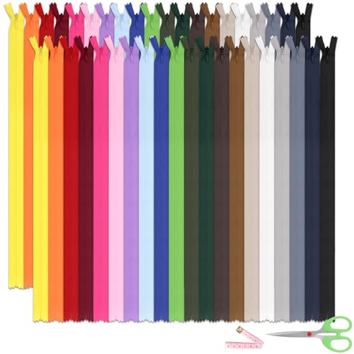 Tanstic 20Pcs 20 Colors Nylon Invisible Zippers Hidden Zipper Nylon Coil Zippers for Sewing Clothes Crafts (10 colors, 40CM) von Tanstic