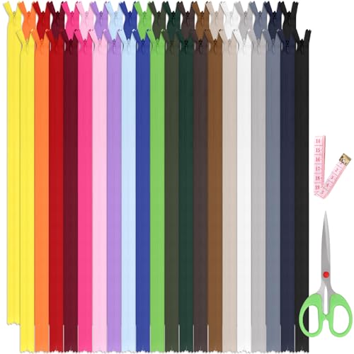 Tanstic 20Pcs 20 Colors Nylon Invisible Zippers Hidden Zipper Nylon Coil Zippers for Sewing Clothes Crafts (10 colors, 50CM) von Tanstic