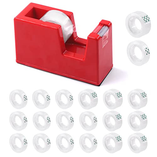 Tanstic 21 Rollen Klebeband mit Klebebandabroller, 0,5" x 787“, 0,7" x 787“ Unsichtbares Klebeband Transparentes Klebeband mit Klebebandabroller für Schule, Büro und Zuhause von Tanstic
