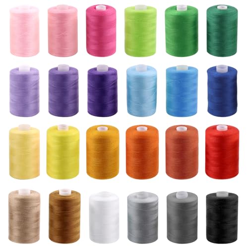 Tanstic 24Pcs Sewing Thread, 24 Colors Polyester Thread, 1093 Yards(1000M) Per Spool, Sewing Threads for Sewing Machine, Hand Sewing von Tanstic