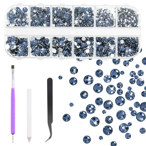 Tanstic 2606Pcs Flat Back Gems Rhinestones Kit, 2/3/4/5mm Ink Blue Crystal Rhinestones with Tweezer, Picker Pen Dotting Tool for Nail Clothes Shoes Bags DIY Art Tanstic 2606Pcs Flat Back Gems Rhinestones Kit, 2/3/4/5mm Ink Blue Crystal Rhinestones with Tweezer, Picker Pen Dotting Tool for Nail Clothes Shoes Bags DIY Art von Tanstic