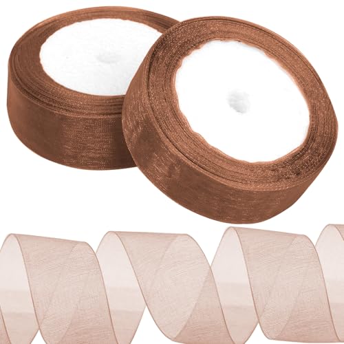 Tanstic 2Pcs 25 Yards x 1 Zoll Dunkler Kaffee Organza Band Chiffon Band Transparent Bänder Transparent Chiffon Band Transparent Organza Band für Geschenkverpackung, Bouquet Tanstic 2Pcs 25 Yards x 1 Zoll Dunkler Kaffee Organza Band Chiffon Band Transparent Bänder Transparent Chiffon Band Transparent Organza Band für Geschenkverpackung, Bouquet von Tanstic