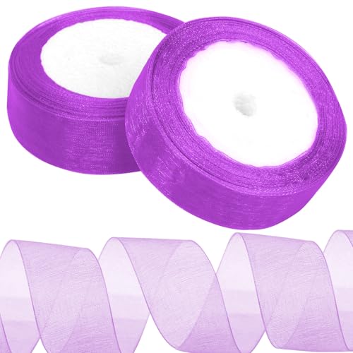 Tanstic 2Pcs 25 Yards x 1 Zoll Lila Organza Band Chiffon Band Transparent Bänder Transparent Chiffon Band Transparent Organza Band für Geschenkverpackung, Bouquet Tanstic 2Pcs 25 Yards x 1 Zoll Lila Organza Band Chiffon Band Transparent Bänder Transparent Chiffon Band Transparent Organza Band für Geschenkverpackung, Bouquet von Tanstic