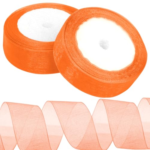 Tanstic 2Pcs 25 Yards x 1 Zoll Orange Organza Band Chiffon Band Transparent Bänder Transparent Chiffon Band Transparent Organza Band für Geschenkverpackung, Bouquet Tanstic 2Pcs 25 Yards x 1 Zoll Orange Organza Band Chiffon Band Transparent Bänder Transparent Chiffon Band Transparent Organza Band für Geschenkverpackung, Bouquet von Tanstic