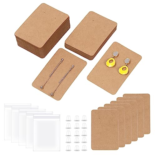 Tanstic 300Pcs Earring Cards with Earring Backs and Self-Sealing Bags Kit, 2.36 x 3.54 Inch Earring Card Holder, Earring Packing Cards for Earring Necklace Jewelry Display(Brown) von Tanstic