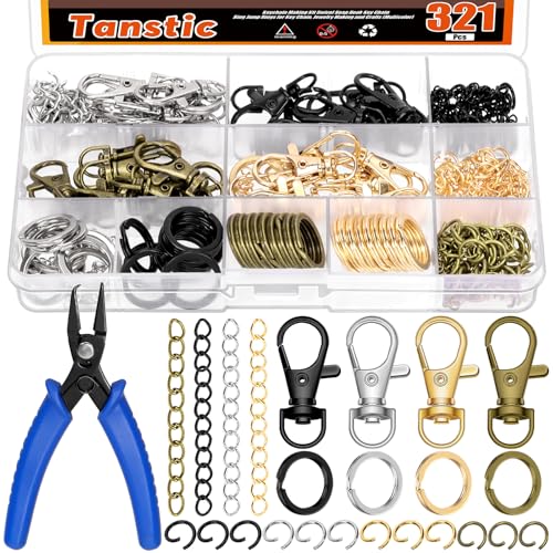 Tanstic 321 Stück Schlüsselanhänger Kit, Swivel Lanyard Karabinerhaken Schlüsselkette mit Ringen Jump Rings für Schlüsselanhänger, Schmuck machen und Handwerk Tanstic 321 Stück Schlüsselanhänger Kit, Swivel Lanyard Karabinerhaken Schlüsselkette mit Ringen Jump Rings für Schlüsselanhänger, Schmuck machen und Handwerk von Tanstic