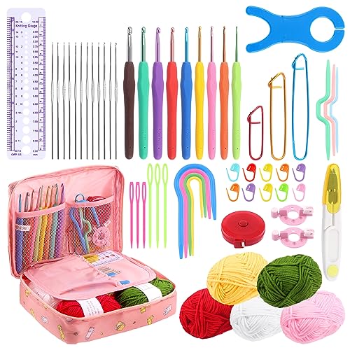 Tanstic 59Pcs Crochet Kit for Beginners, Crochet Hooks Set with Crochet Yarn, Stitch Markers, Ruler, Crochet Needles, Storage Bag and Knitting Crochet Supplies for Crocheting Crafts Tanstic 59Pcs Crochet Kit for Beginners, Crochet Hooks Set with Crochet Yarn, Stitch Markers, Ruler, Crochet Needles, Storage Bag and Knitting Crochet Supplies for Crocheting Crafts von Tanstic